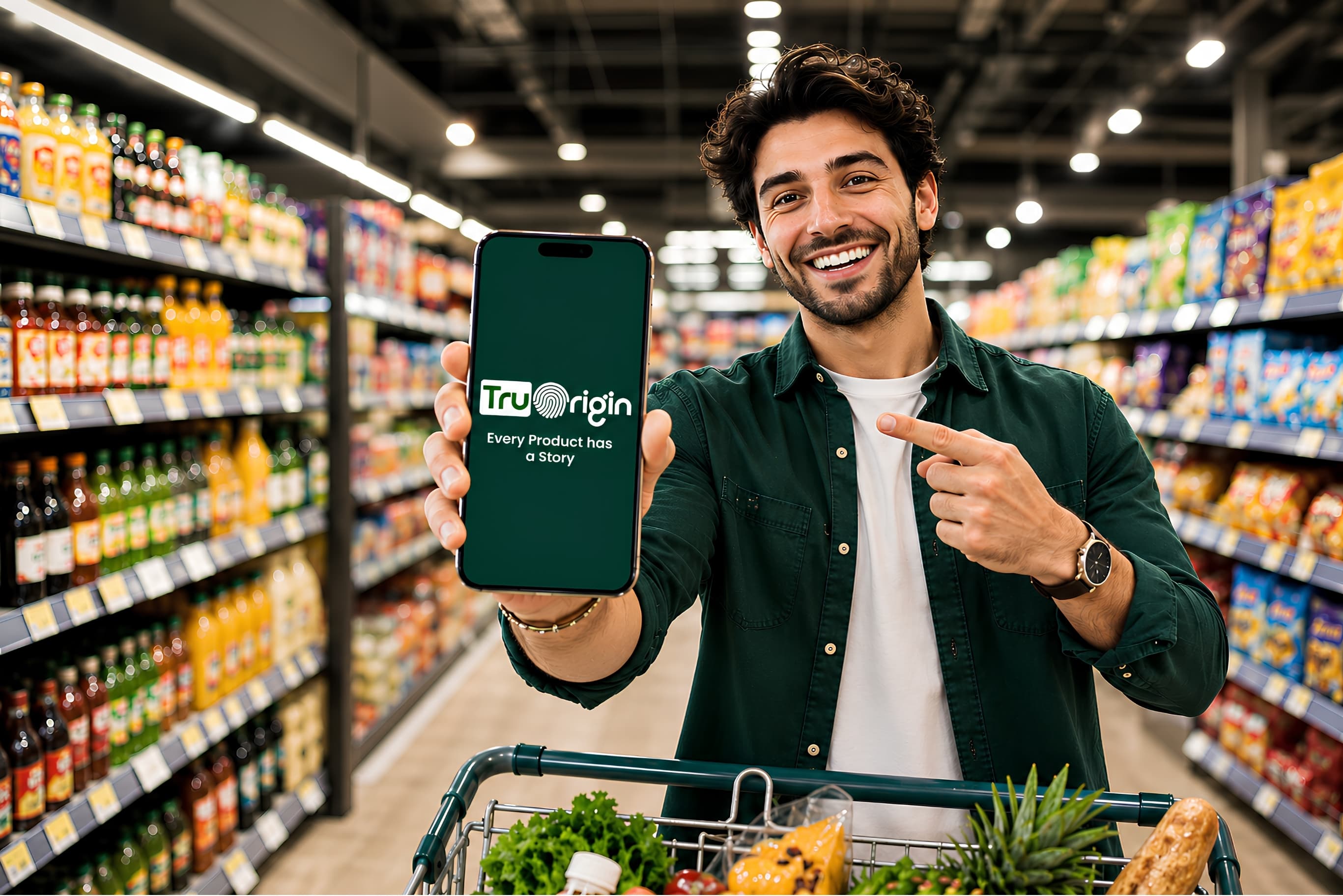 Customer viewing product details through OriginCard on their phone